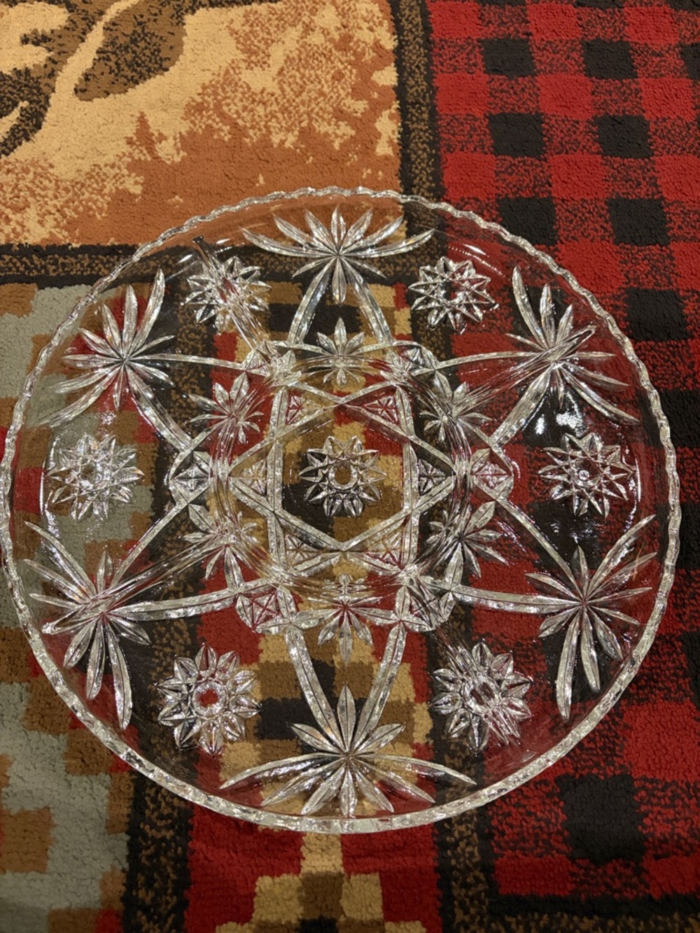 Vintage Anchor Hocking Star of David Prescott crystal class 5 section platter